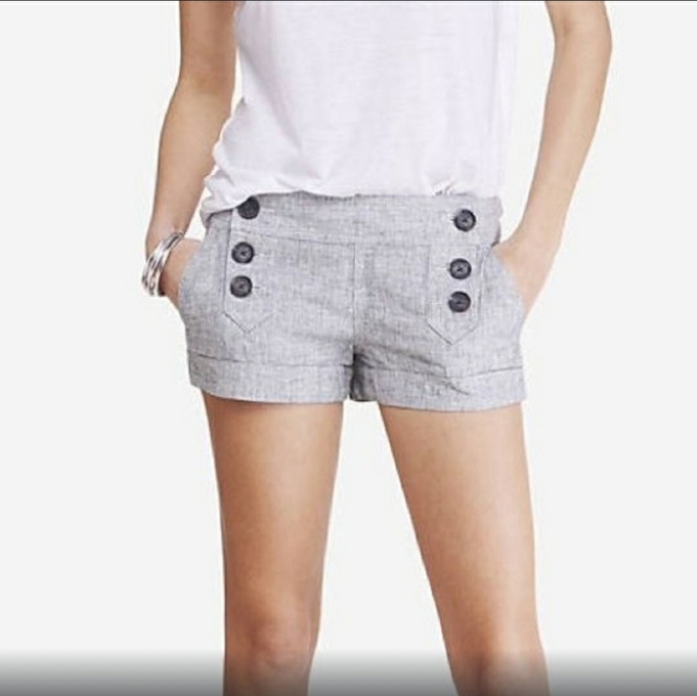 💗(Express) Linen Button Sailor Short